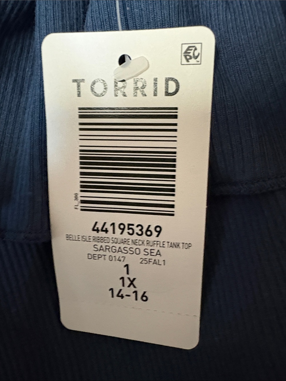 torrid Navy Ruffle Square Neck Tank - Picture 4 of 4